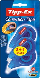 Correction tape Tipp-Ex sideways 4.2mmx12m blister 2+1 free