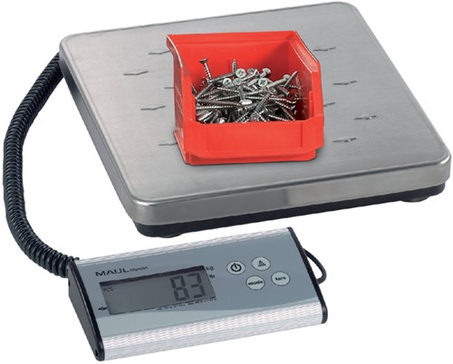 Paketwaage MAUL Cargo 120kg Metallschale 27x27cm +9V Batterie silber-2