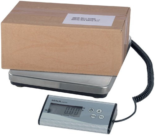 Paketwaage MAUL Cargo 120kg Metallschale 27x27cm +9V Batterie silber-3