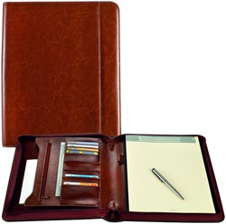 Conférencier Brepols Palermo luxe A4 à zip + bloc marron
