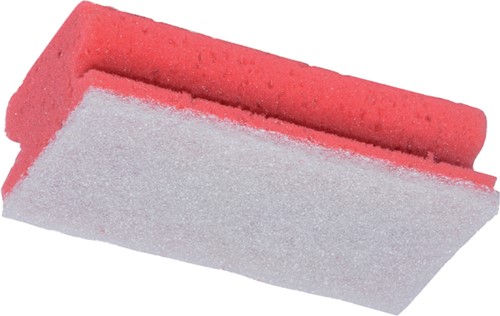 Scouring sponge Cleaninq with handle 140x70x42mm red/white 5 pieces-2