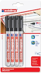 Marqueur edding 400 ogive 1mm noir blister 4 pièces