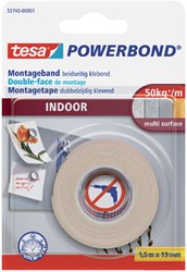 Doppelseitiges Montageband tesa® Powerbond Indoor 1,5mx19mm weiß