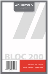 Bloc brouillon Aurora 135x210mm uni 200 feuilles 45g
