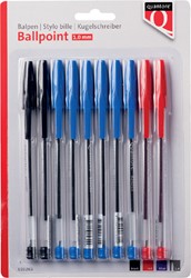 Stylo bille Quantore Stick assorti blister 10 pièces