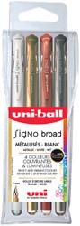 Roller gel Uni-ball Signo Large Métallic étui 4 pièces assorti