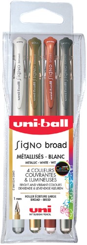 Roller gel Uni-ball Signo Large Métallic étui 4 pièces assorti