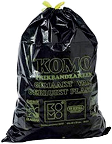 Sac poubelle Komo 60L à lien coulissant noir rouleau 15 pièces-2