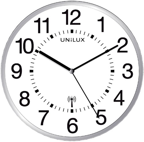 Horloge murale Unilux Wave radio-contrôlée Ø30cm gris argenté/blanc-3