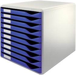 Module de classement Leitz A4 10 tiroirs bleu/blanc