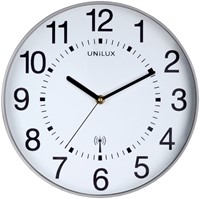Horloge murale Unilux Wave radio-contrôlée Ø30cm gris argenté/blanc