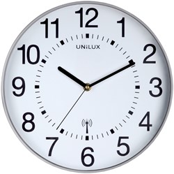Unilux Wave Funkwanduhr Ø 30cm silber grau/weiß