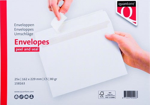 Enveloppe Quantore C5 162x229mm autocollante blanc 25 pièces-3