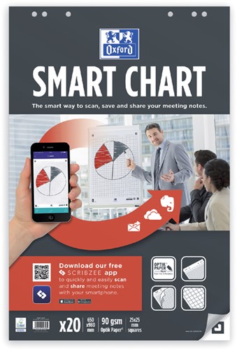 Papier chevalet de conférence Oxford Smart 650x980mm quadrillé 90g 20 feuilles-2