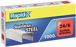 Agrafes Rapid 24/6 acier inox super strong 1000 pièces