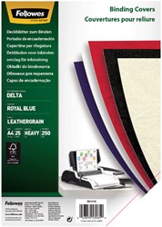 Cover sheet Fellowes A4 leather look royal blue 25 pieces