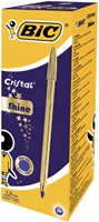 Stylo bille BIC Cristal Gold Medium or boîte 20 pièces-3