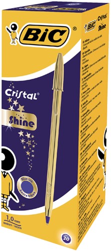 Stylo bille BIC Cristal Gold Medium or boîte 20 pièces-3