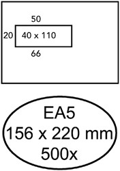 Briefumschlag Hermes EA5 156x220mm Fenster 4x11links selbstklebend 500 Stück