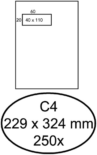 Umschlag Quantore 229x324mm Fenster 4x11cm links selbstklebend 250 Stück