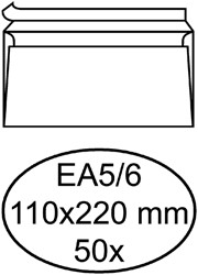 Umschlag Hermes Bank EA5/6 110x220mm selbstklebend weiß Packung mit 50 Stück