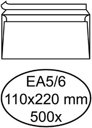 Briefumschlag Hermes Bank EA5/6 110x220mm selbstklebend weiß Karton mit 500 Stück