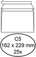 Enveloppe Quantore C5 162x229mm autocollante blanc 25 pièces