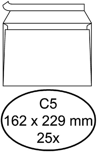 Enveloppe Quantore C5 162x229mm autocollante blanc 25 pièces