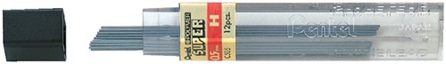 Mine Pentel H 0,5mm noir tube 12 mines